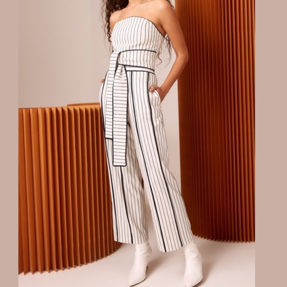 C/MEO COLLECTIVE Effigurate Pin Stripe Set Ivory/Navy XS - Picture 1 of 15